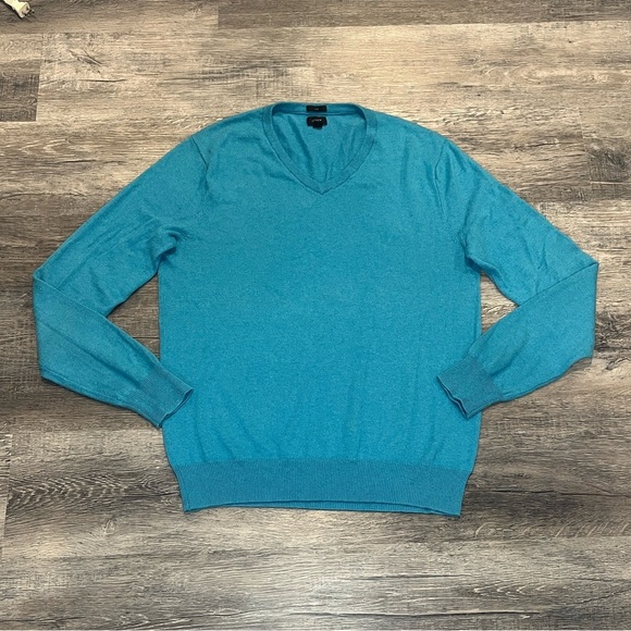 J. Crew Turquoise V-Neck cashmere blend Sweater for Men - Picture 5 of 6
